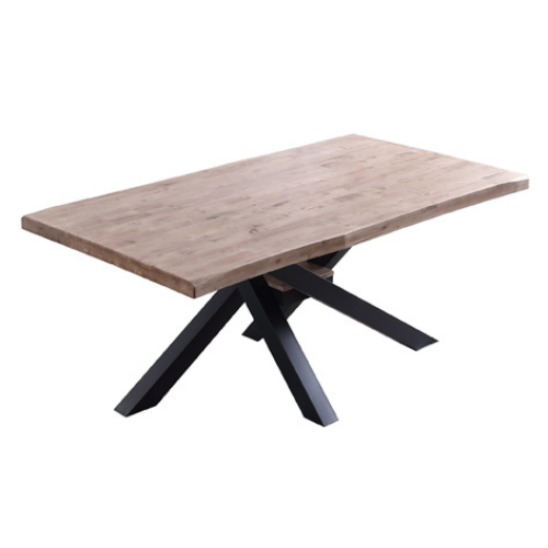 MESA COMEDOR FIJA XENA ROBLE HONEY / NEGRO TAPA CON FORMA 180X100X76