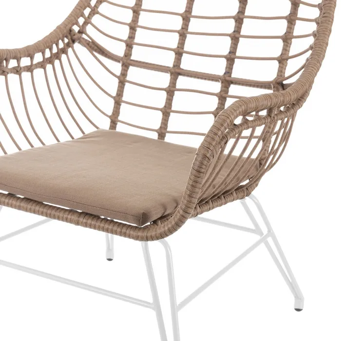 BUTACA ARIKI ACERO-RATTÁN BLANCO 65 X 62 X 76 CM