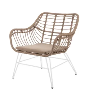 BUTACA ARIKI ACERO-RATTÁN BLANCO 65 X 62 X 76 CM