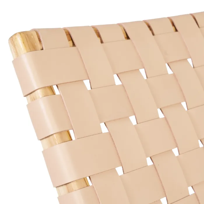 BUTACA BEIGE MADERA TECA-PIEL 74 X 78 X 75 CM