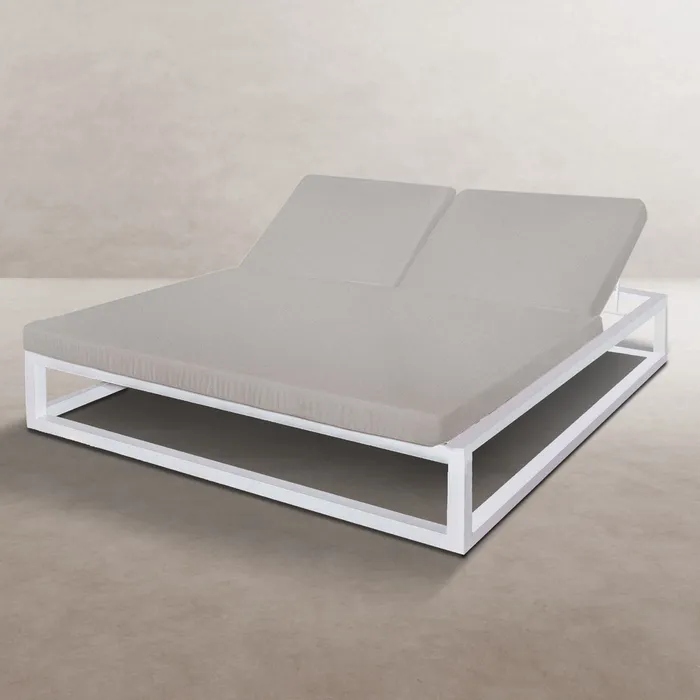CAMA DOBLE LUANA BLANCO-GRIS ACERO 180 X 200 X 43 CM