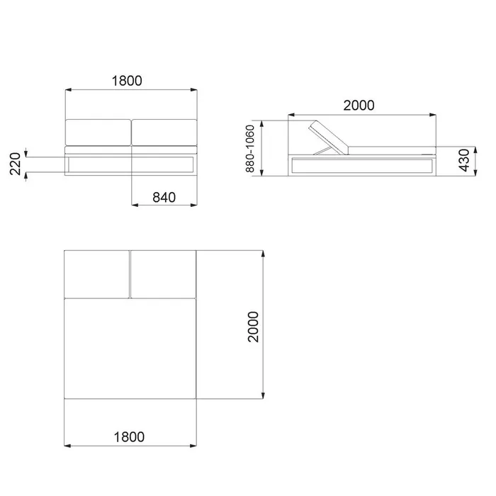 CAMA DOBLE LUANA GRAFITO-MOCCA 180 X 200 X 43 CM