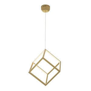 LÁMPARA DE TECHO DORADO DISEÑO CUBO ELEGANTE SALÓN COMEDOR 52X52X42