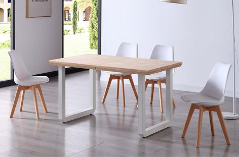 MESA COMEDOR EXTENSIBLE ROMA ROBLE NORDISH / BLANCO 140-18-220x80x77