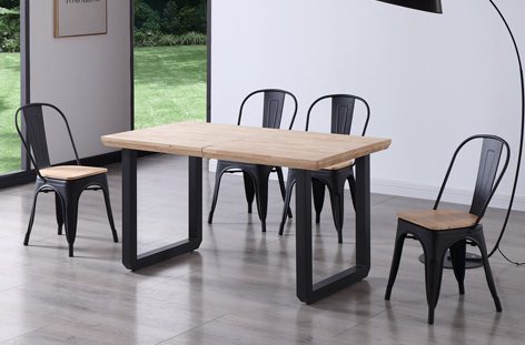 MESA COMEDOR EXTENSIBLE ROMA ROBLE NORDISH / NEGRO 140-180-220x80x77