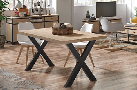 MESA COMEDOR FIJA X-LOFT ROBLE / NEGRO 160X90X76