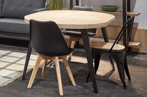 MESA COMEDOR REDONDA EXTENSIBLE BERG ROBLE NORDISH / NEGRO 100-140-180×76