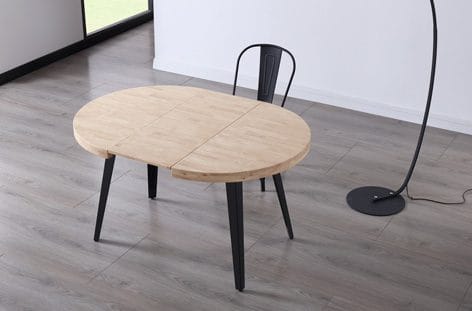 MESA COMEDOR REDONDA EXTENSIBLE BERG ROBLE NORDISH / NEGRO 100-140-180×76