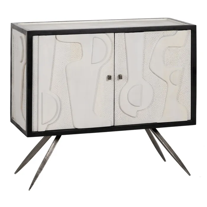 MUEBLE RECIBIDOR BLANCO-NEGRO 93X102X41