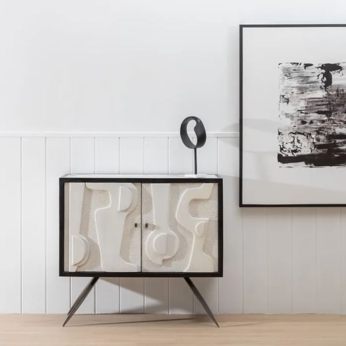 MUEBLE RECIBIDOR BLANCO-NEGRO 93X102X41