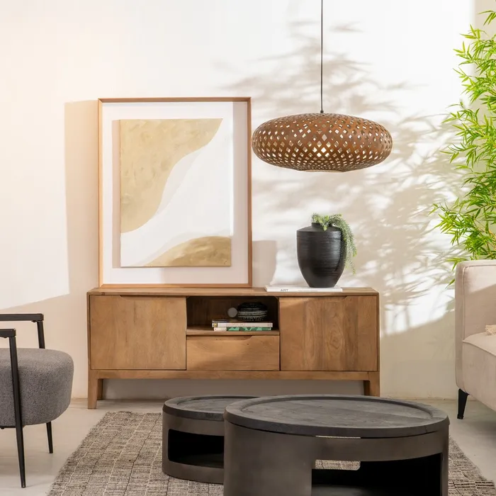 MUEBLE TV NATURAL MADERA DE MANGO SALÓN 60X150X40
