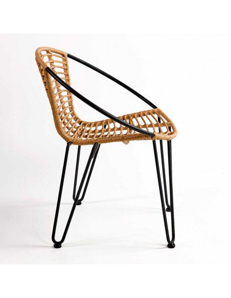 SILLA EXTERIOR APILABLE RATAN METAL 79X69X61