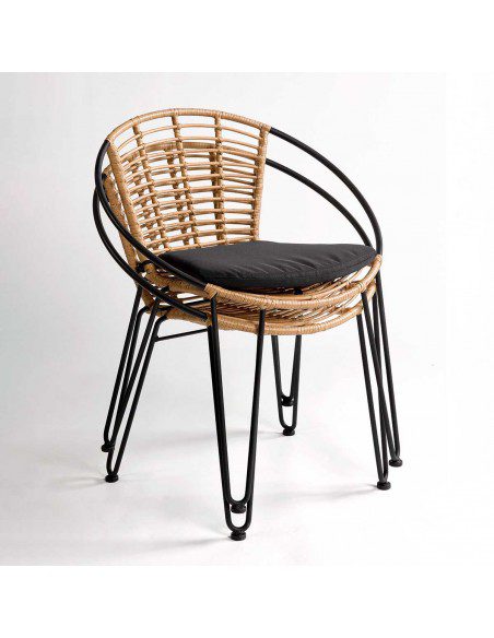 SILLA EXTERIOR APILABLE RATAN METAL 79X69X61