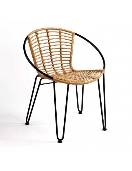 SILLA EXTERIOR APILABLE RATAN METAL 79X69X61