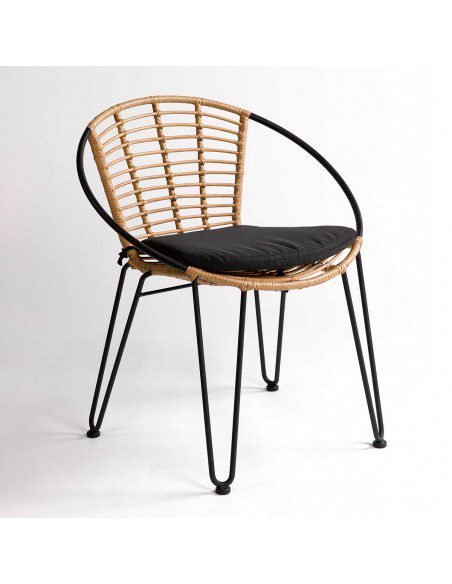 SILLA EXTERIOR APILABLE RATAN METAL 79X69X61