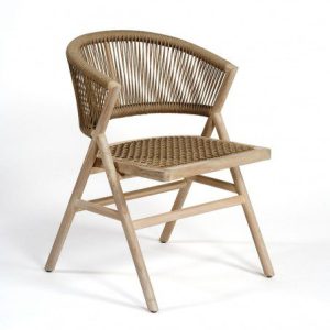 SILLA EXTERIOR TECA Y CUERDA CAMEL EXTERIOR 78,5X55X57
