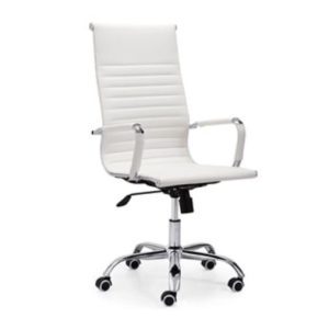 SILLÓN GIRATORIO LETTER SÍMIL PIEL BLANCO 64X64X106-116