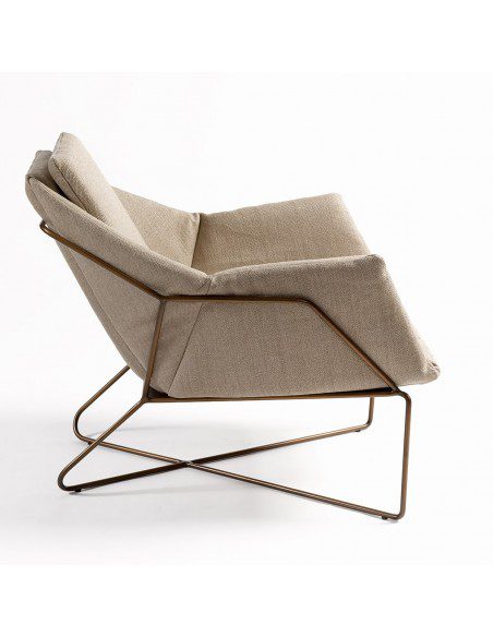 SILLÓN LINO Y METAL MARRON SALÓN 71X83X78