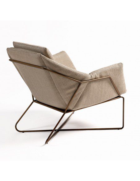 SILLÓN LINO Y METAL MARRON SALÓN 71X83X78
