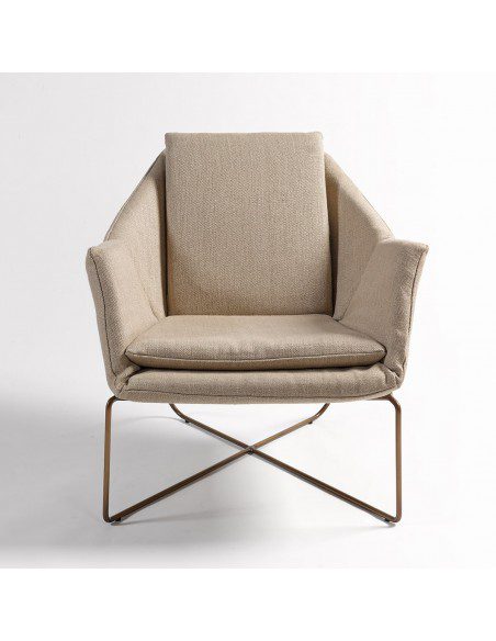 SILLÓN LINO Y METAL MARRON SALÓN 71X83X78