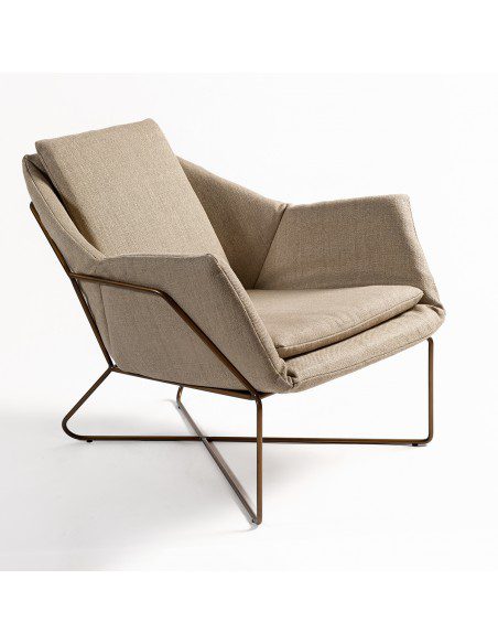 SILLÓN LINO Y METAL MARRON SALÓN 71X83X78