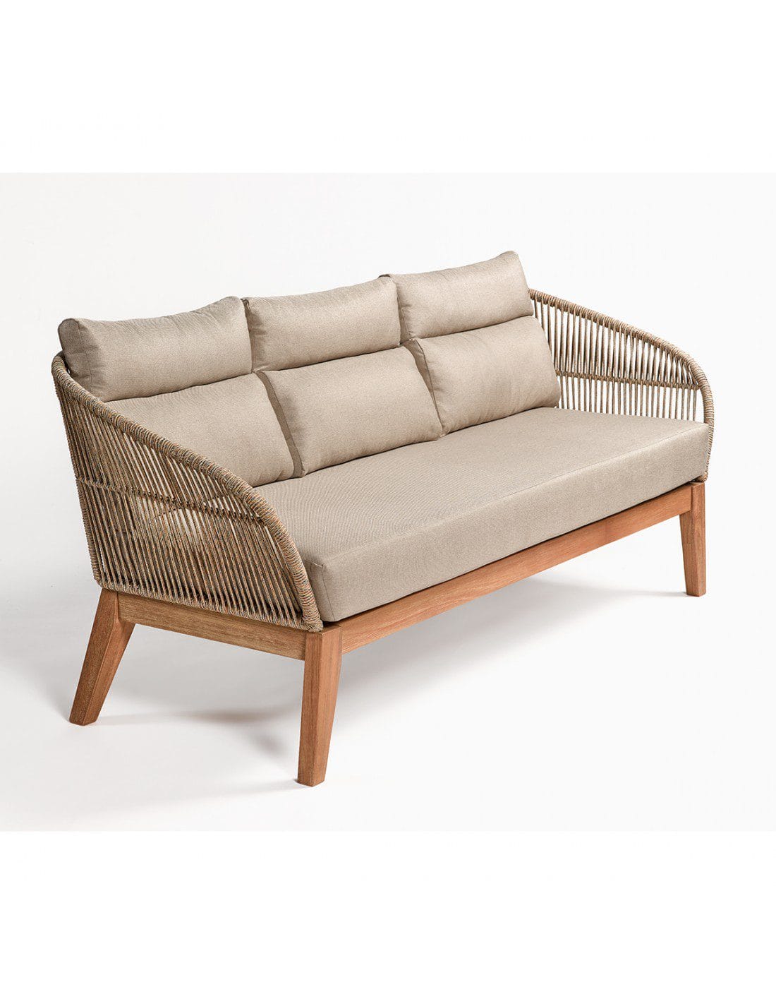 SOFÁ DE MADERA Y CUERDA BEIGE PARA EXTERIOR 71,5X175X77