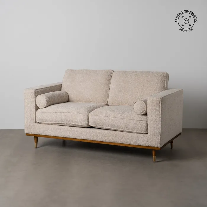 SOFÁ 2 PLAZAS BEIGE TEJIDO-MADERA 172 X 91 X 84 CM