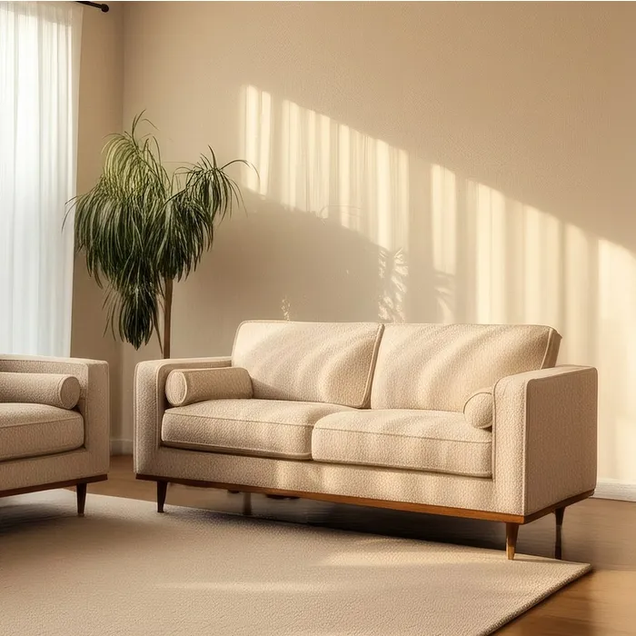 SOFÁ 2 PLAZAS BEIGE TEJIDO-MADERA 172 X 91 X 84 CM