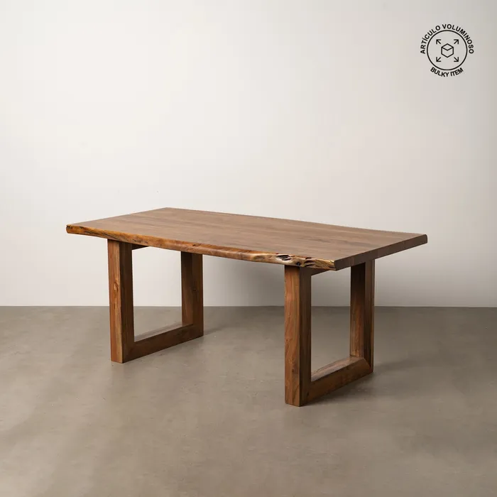 MESA COMEDOR MARRÓN MADERA DE ACACIA 180 X 90 X 77 CM - Imagen 11
