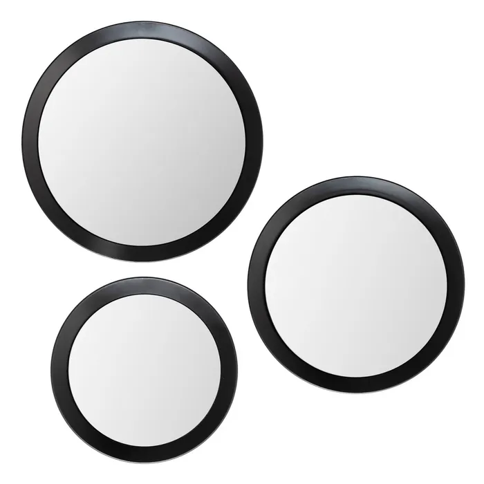 S/3 ESPEJO NEGRO METAL-CRISTAL