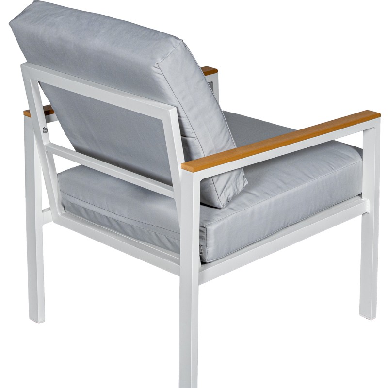 Set Sofá 2p+2 Sillones+mesa Aluminio Blanco Cojines Gris Sofá:116x71x68 Mesa:98x54x39c - Imagen 3