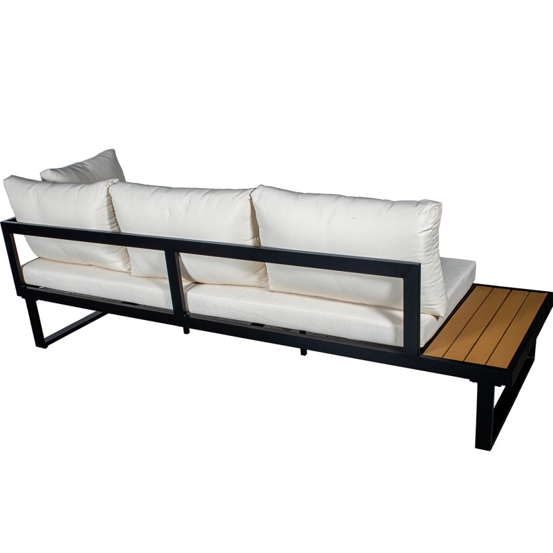Set Sofá Esquina+mesa Aluminio Negro/ Listones De Ps Sofá 3-p:227x69x63cm - Imagen 4