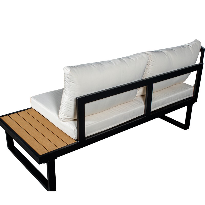 Set Sofá Esquina+mesa Aluminio Negro/ Listones De Ps Sofá 3-p:227x69x63cm - Imagen 5