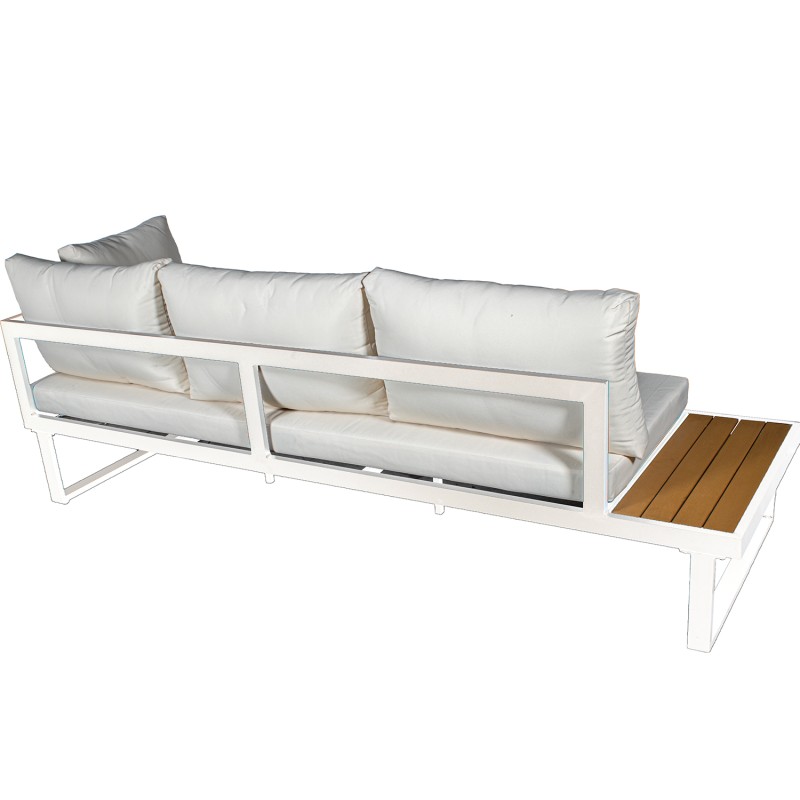Set Sofá Esquina+mesa Aluminio blanco/ Listones De Ps Sofá 3-p:227x69x63cm - Imagen 6