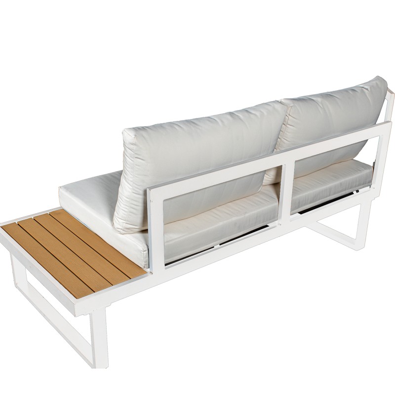 Set Sofá Esquina+mesa Aluminio blanco/ Listones De Ps Sofá 3-p:227x69x63cm - Imagen 5