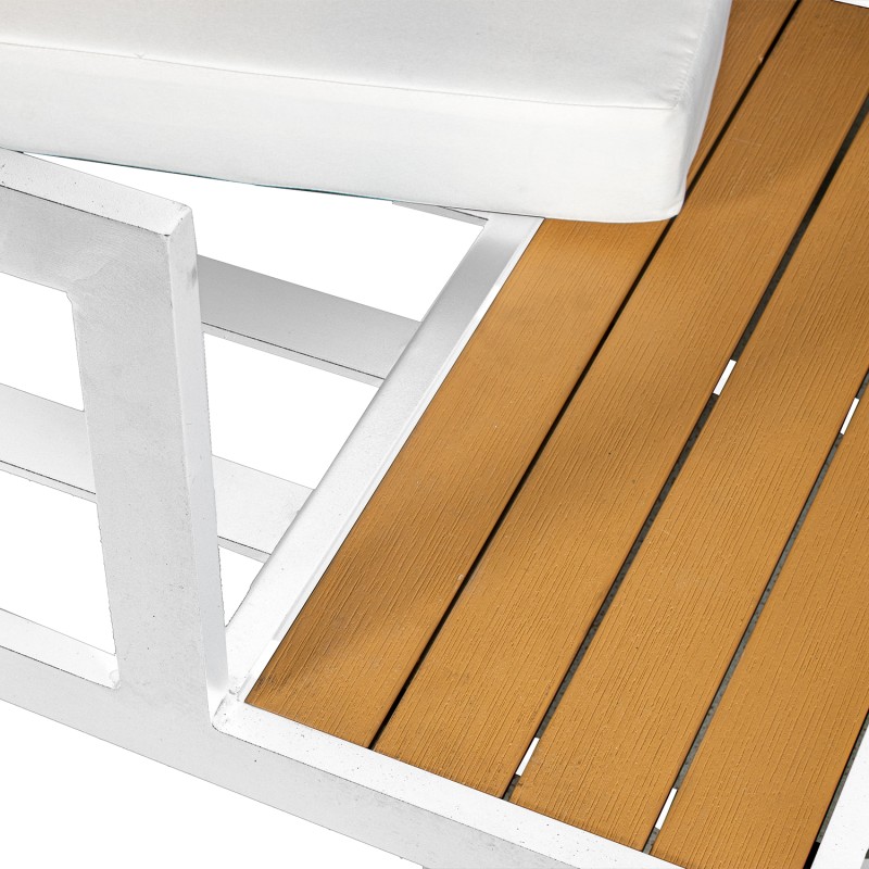 Set Sofá Esquina+mesa Aluminio blanco/ Listones De Ps Sofá 3-p:227x69x63cm - Imagen 4
