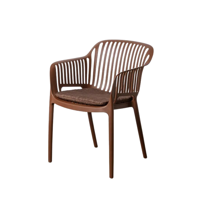 4 SILLAS APILABLES MARRONES POLIPROPILENO EXTERIOR 55 X 61 X 80 CM