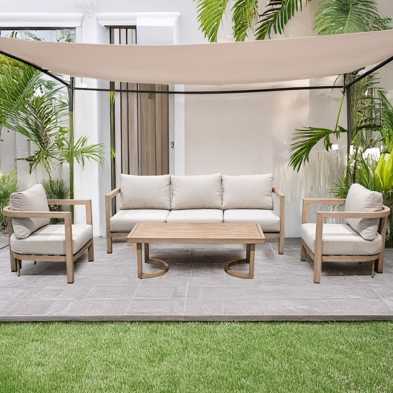 Set Sofa 3p+2 Sillones+mesa Centro Aluminio 73x74x66/198x74x66/128x60x43 - Imagen 3