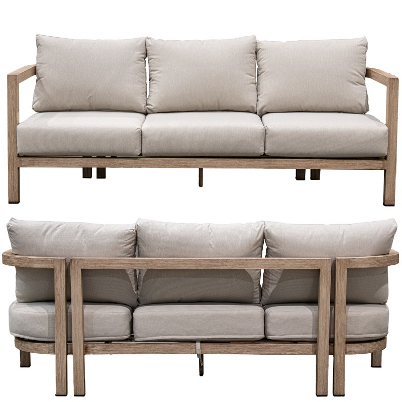 Set Sofa 3p+2 Sillones+mesa Centro Aluminio 73x74x66/198x74x66/128x60x43 - Imagen 6