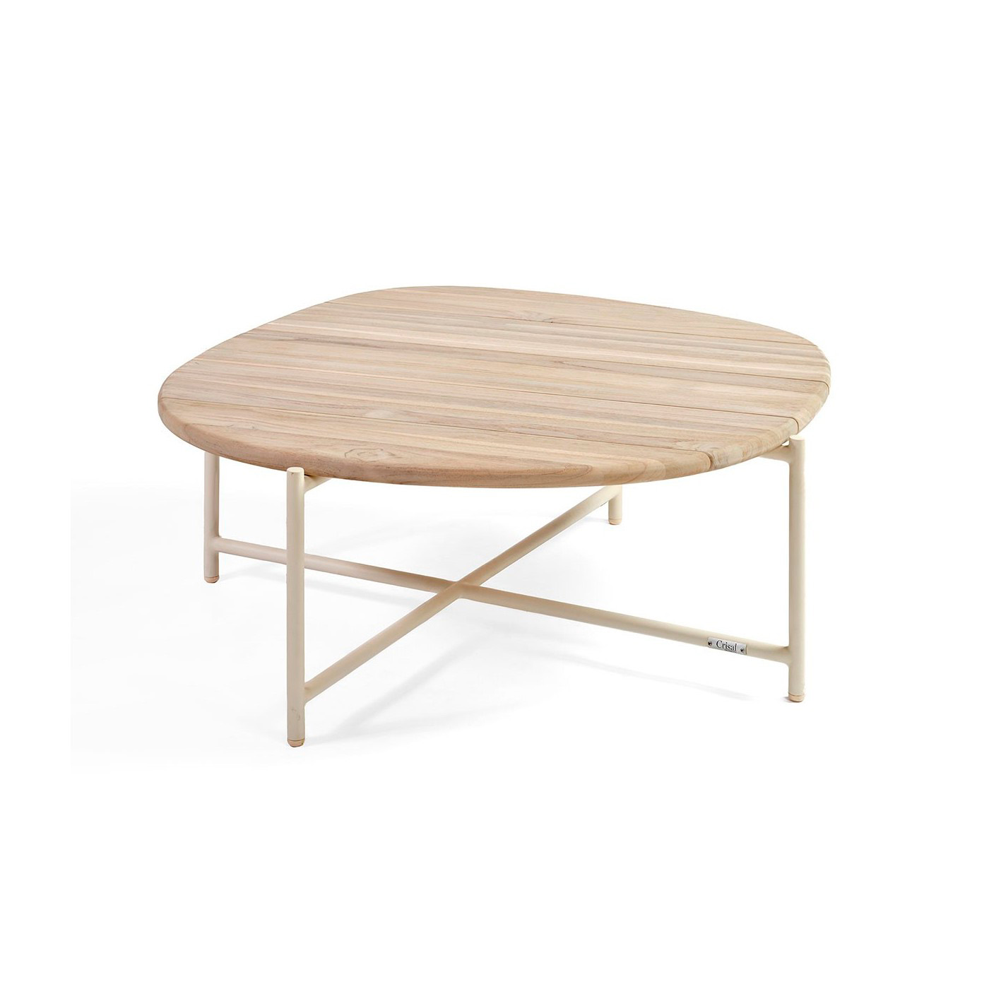 Mesa de centro de teca envejecida y aluminio blanco 3x93x39,5 cm