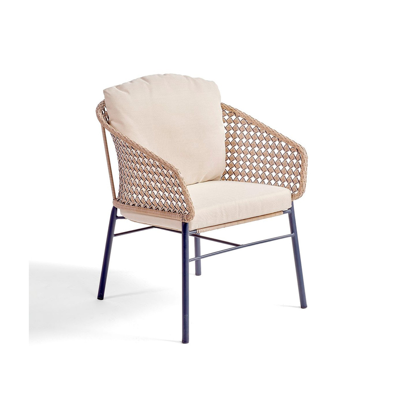 Sillón de exterior de metal y resina color tiza 67 × 70 × 77,5 cm