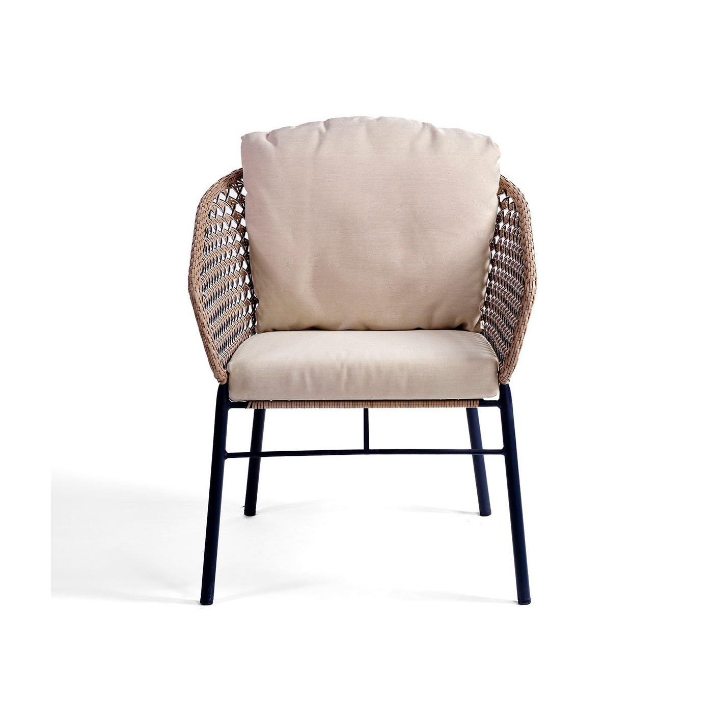 Sillón de exterior de metal y resina color tiza 67 × 70 × 77,5 cm - Imagen 3