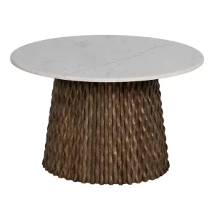 MESA CENTRO BLANCO-MARRÓN MÁRMOL/MADERA 80 X 80 X 49 CM
