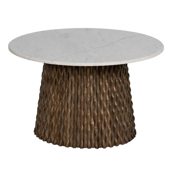 MESA CENTRO BLANCO-MARRÓN MÁRMOL/MADERA 80 X 80 X 49 CM