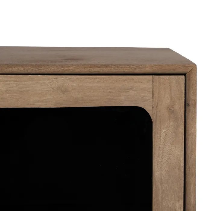 APARADOR MADERA NATURAL Y CRISTAL SALÓN 162 X 41 X 83 CM - Imagen 5