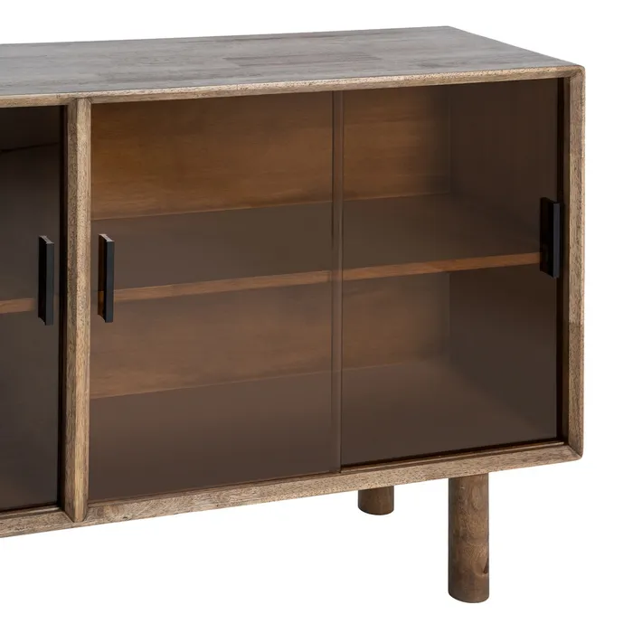 APARADOR MARRÓN MADERA-CRISTAL 160 X 46 X 80 CM - Imagen 2