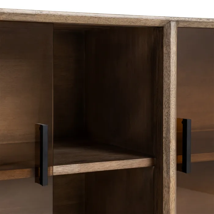 APARADOR MARRÓN MADERA-CRISTAL 160 X 46 X 80 CM - Imagen 4