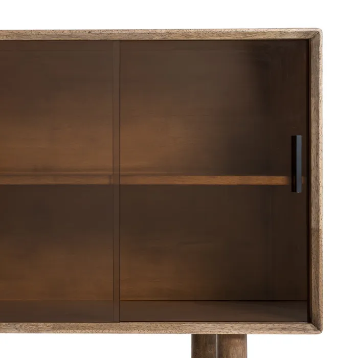 APARADOR MARRÓN MADERA-CRISTAL 160 X 46 X 80 CM - Imagen 5