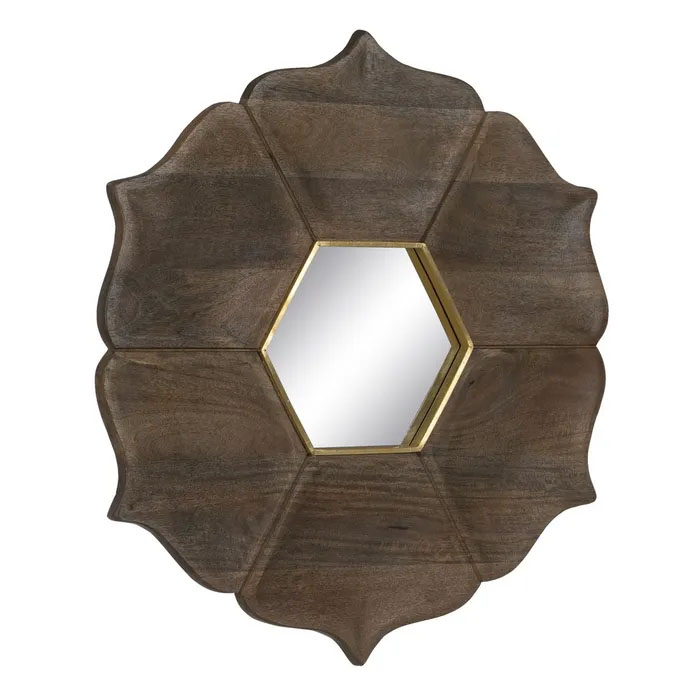 ESPEJO MARRÓN MADERA DE MANGO DECORACIÓN 90 X 3 X 90 CM - Imagen 5