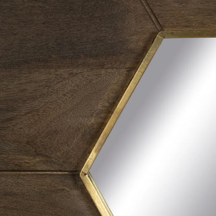 ESPEJO MARRÓN MADERA DE MANGO DECORACIÓN 90 X 3 X 90 CM - Imagen 2